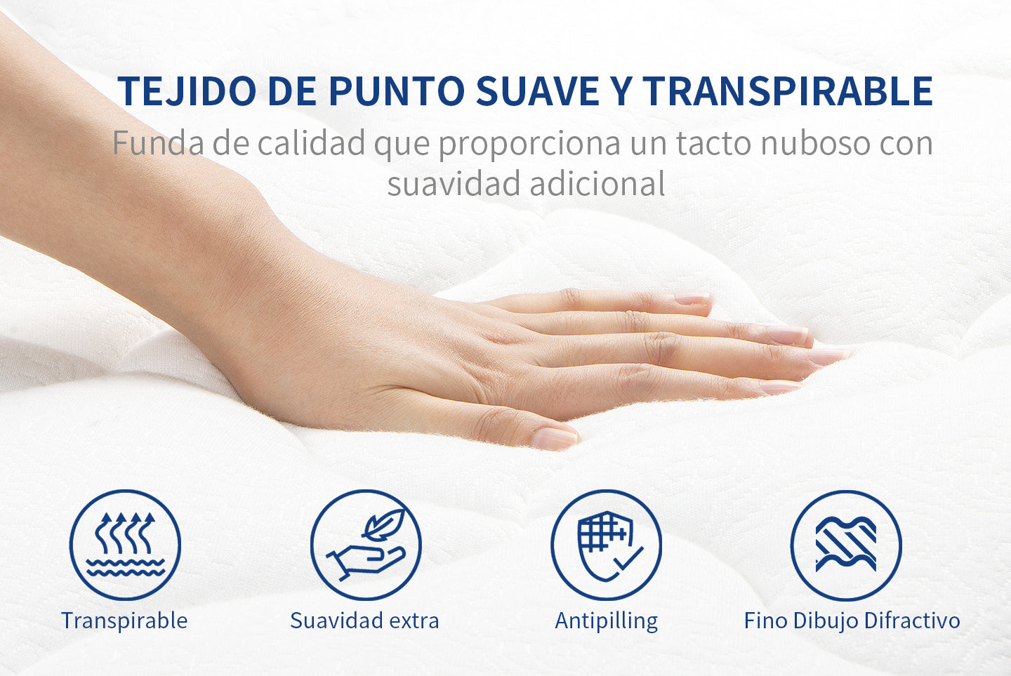 Colchón de Espuma con Memoria de Gel 25CM Colchón Híbrido de Muelles Ensacados con Tejido Suave Transpirable, Firmeza Media