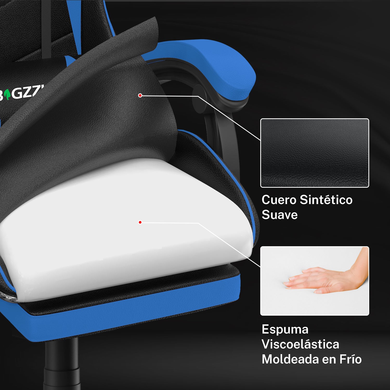 Silla Ergonómica para Juegos Silla Giratoria Reclinable 155° con Reposacabezas y Soporte Lumbar Silla de Oficina de Cuero de PU