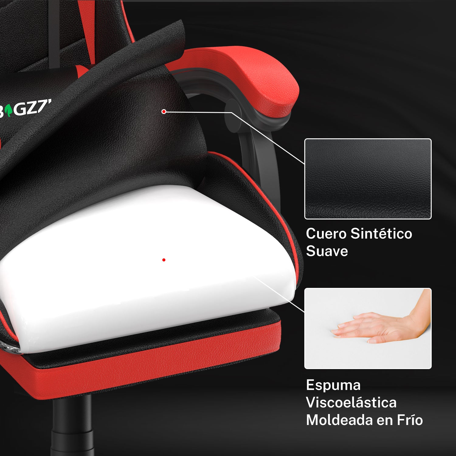 Silla Ergonómica para Juegos Silla Giratoria Reclinable 155° con Reposacabezas y Soporte Lumbar Silla de Oficina de Cuero de PU