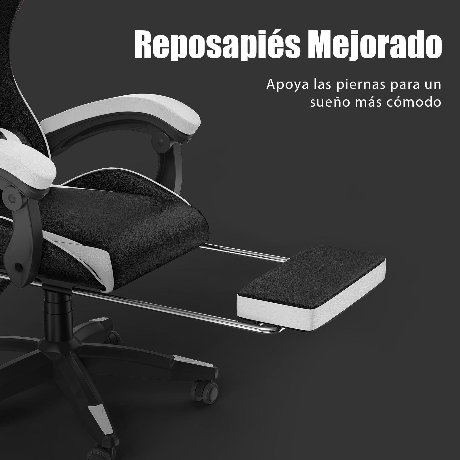 Silla Ergonómica para Juegos Silla Giratoria Reclinable 155° con Reposacabezas y Soporte Lumbar Silla de Oficina de Cuero de PU