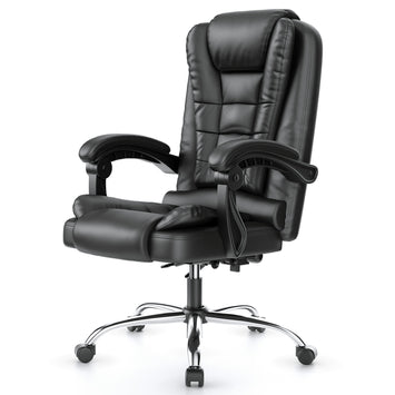 Silla de oficina ejecutiva ergonómica Silla de escritorio con respaldo alto de cuero de PU con función de inclinación reclinable para el trabajo de oficina en casa