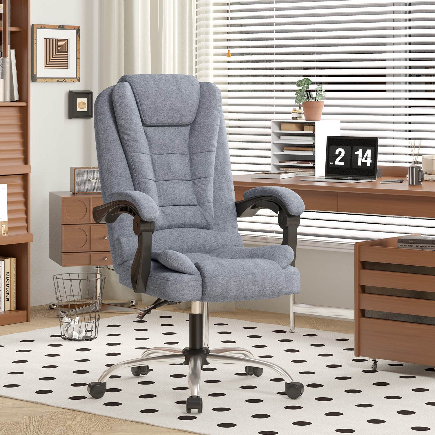 Silla de oficina ejecutiva ergonómica Silla de escritorio con respaldo alto de cuero de PU con función de inclinación reclinable para el trabajo de oficina en casa