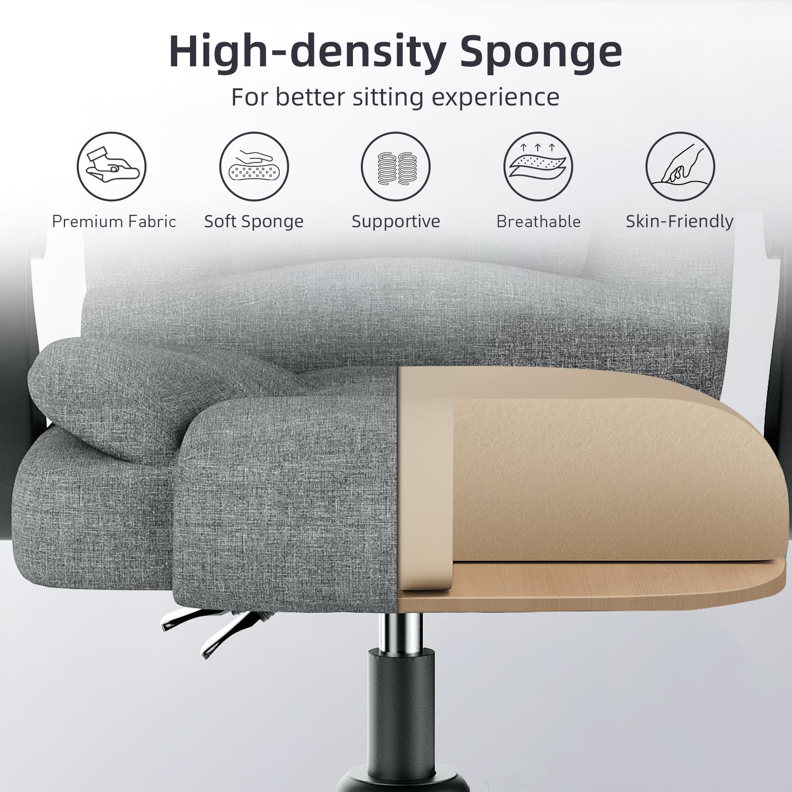 Silla de oficina ejecutiva ergonómica Silla de escritorio con respaldo alto de cuero de PU con función de inclinación reclinable para el trabajo de oficina en casa