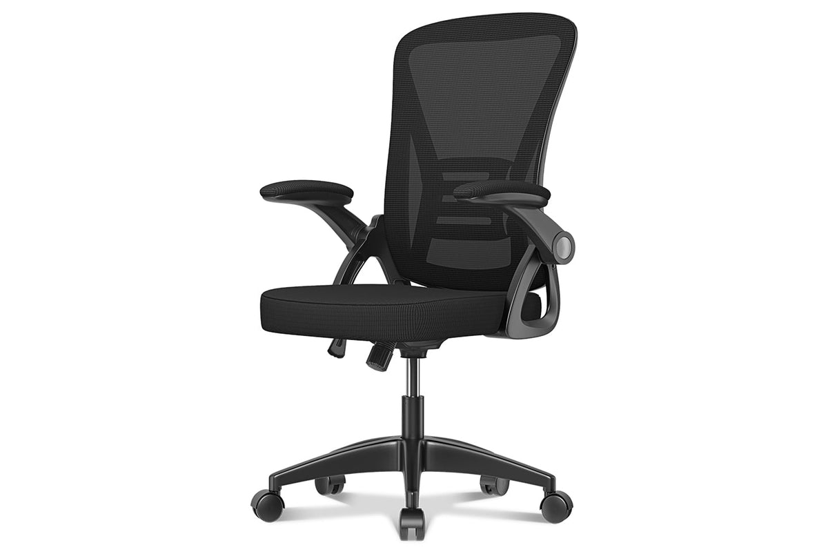 Silla ergonómica de escritorio de oficina, silla de oficina de malla con  brazos abatibles y altura de respaldo ajustable, cómodas sillas de trabajo