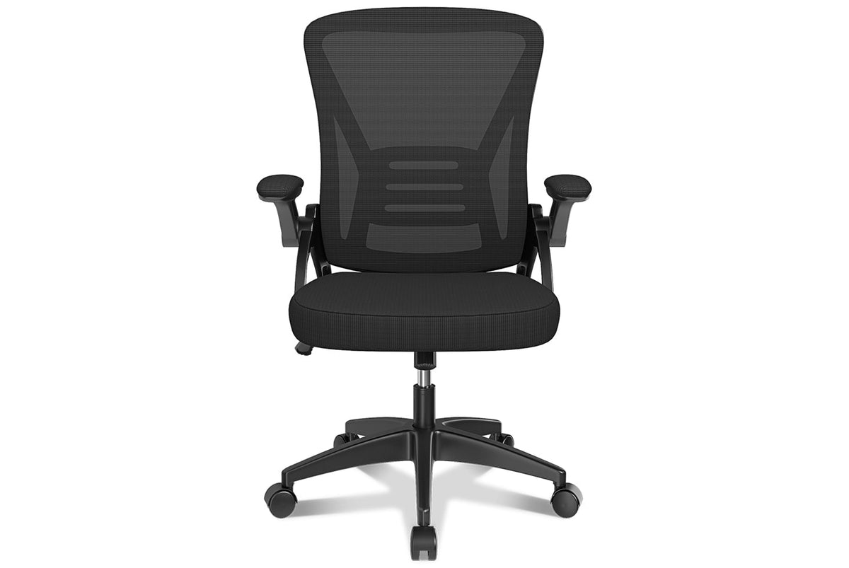 Silla de oficina en casa, silla de escritorio ergonómica con soporte lumbar  ajustable y reposabrazos abatibles, silla de ordenador de malla con