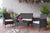 Conjunto de muebles de jardín de ratán de 4 plazas con 2 sillas individuales, 1 sofá doble y 1 mesa